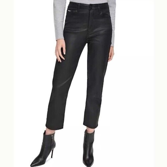 DKNY Jeans High Rise Ankle Straight Waverly Coated Black - Picture 4 of 7
